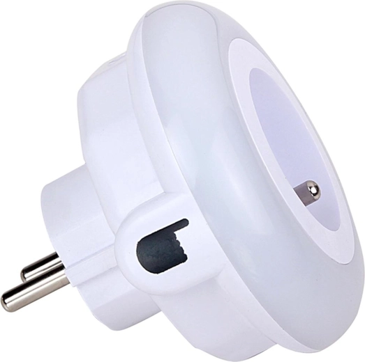 LED noční světlo do zásuvky s průchozí zásuvkou RETLUX