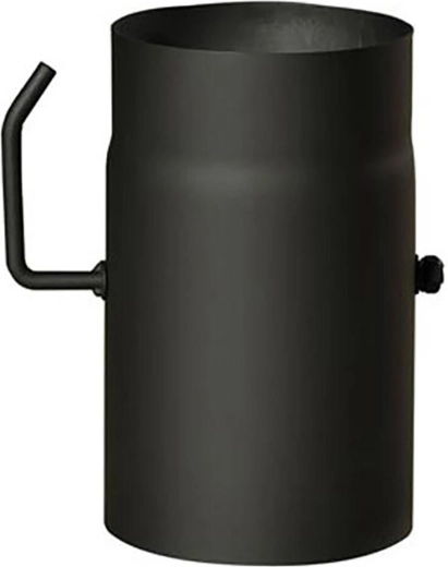 Kouřová roura s klapkou 180 mm, délka 250 mm, ocel 1,5 mm, černá