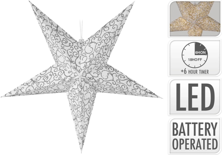 Skládací světelná hvězda 60 cm s LED a časovačem