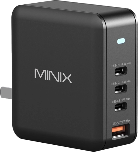 Minix nástěnná GaN nabíječka 165 W (3× USB-C, 1× USB-A)
