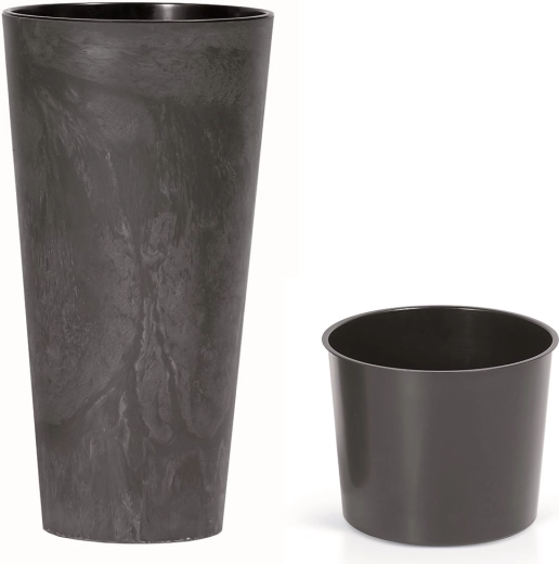 Květináč s vložkou Tubus Slim Beton Effect 30 cm antracit