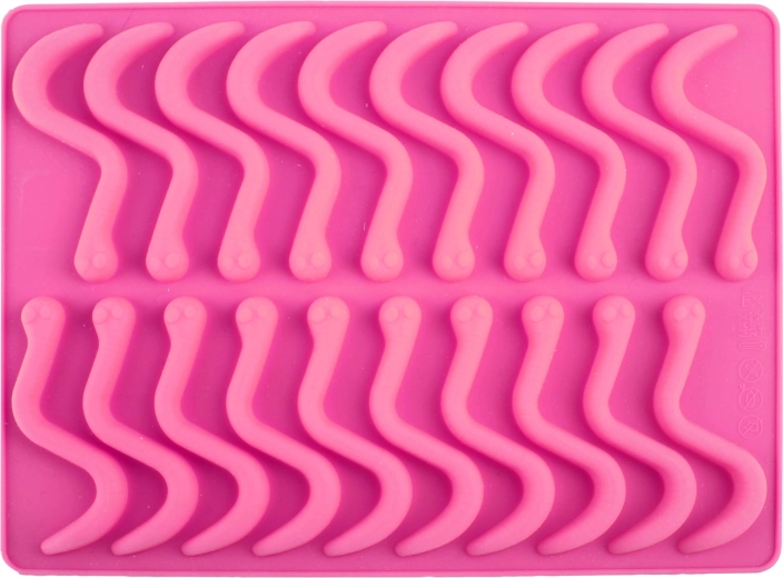 Silikonová forma na červy s pipetou, růžová (20 ks)