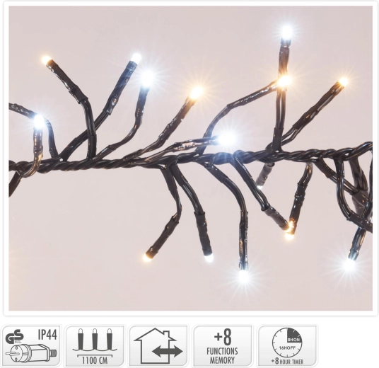 Vánoční světelný řetěz 11 m, 1512 LED, teplá bílá, 8 funkcí, IP44, s časovačem - 1 kus
