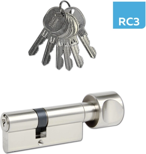Cylindrická vložka s knoflíkem 30/30, 6 klíčů, matný nikl, třída bezpečnosti RC3 RICHTER