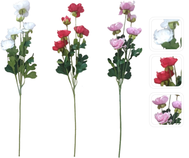 Umělá větvička pryskyřníku v mixu barev