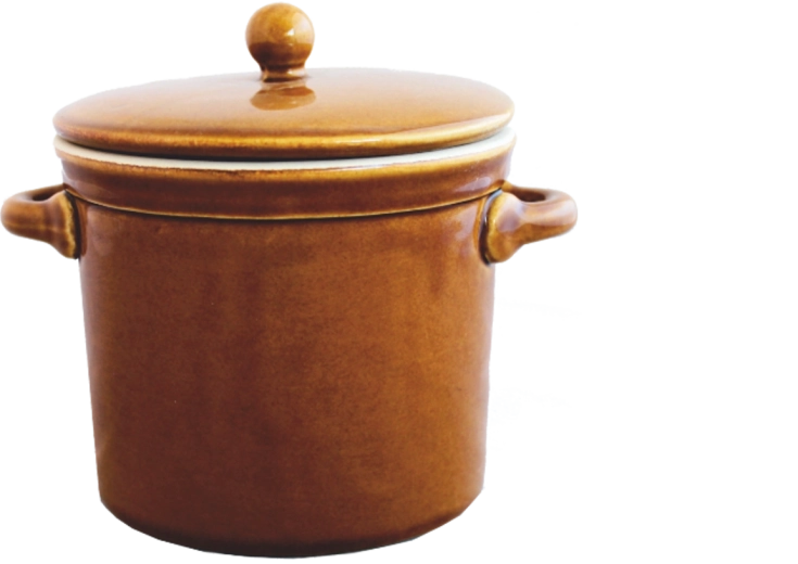 Keramický hrnec 1 l s poklicí medový