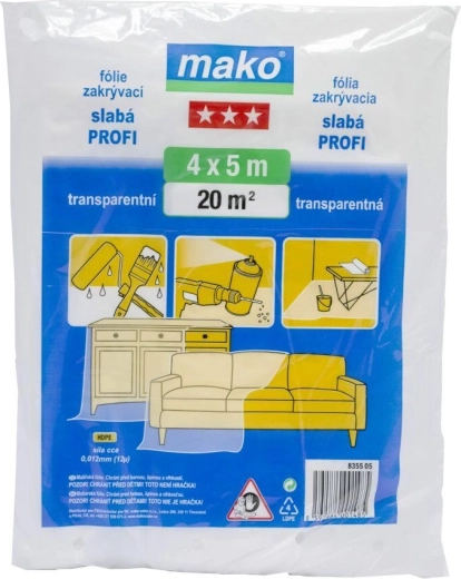 Zakrývací fólie PROFI 4 × 5 m, 12 µm, transparentní HDPE