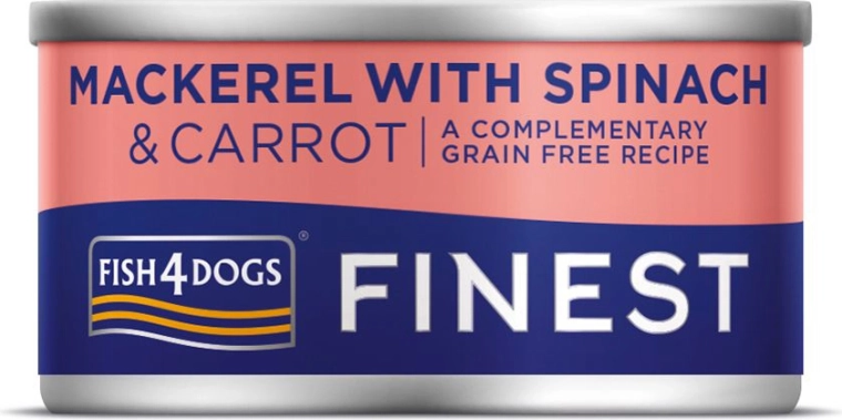 Konzerva pro psy s makrelou, mrkví a špenátem 85 g