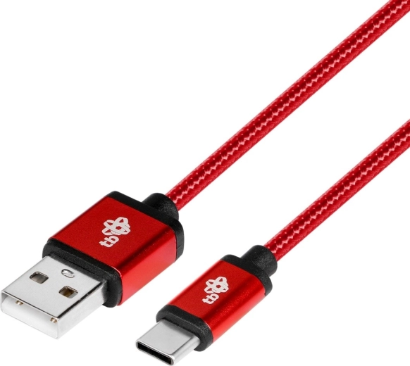 Nabíjecí a datový kabel usb‑c 1,5 m – rubínově červený, opletený