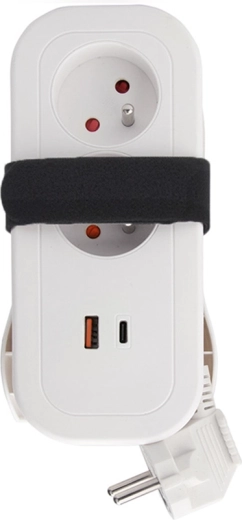 Solight cestovní prodlužovací přívod se 2 zásuvkami a USB-A/USB-C PD 20 W, 1,5 m, bílý