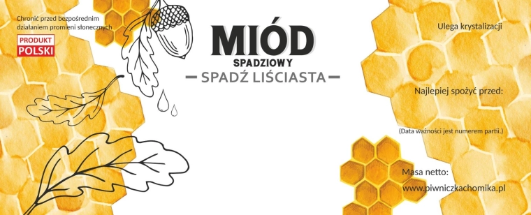 Sada etiket na med – medovicový listnatý, 154 × 60 mm, 100 ks