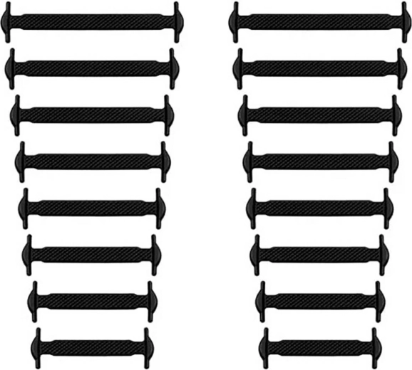 Silikonové tkaničky bez vázání, 16 ks, černé