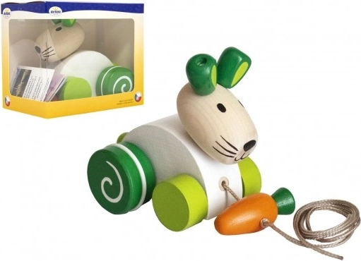 Tahací dřevěný zajíček s mrkví pro první krůčky