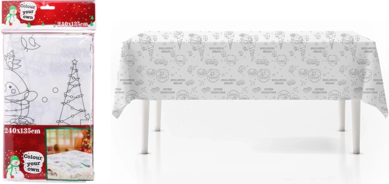 Vánoční ubrus k vybarvení 240 × 135 cm polyester