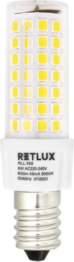 RETLUX LED žárovka do digestoře E14 6 W teplá bílá