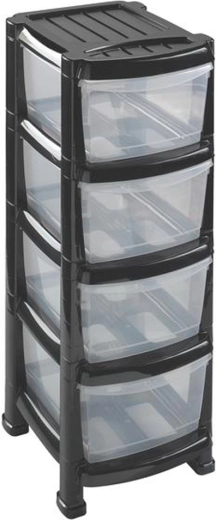 Plastový regál se čtyřmi šuplíky 29 × 38 × 78 cm