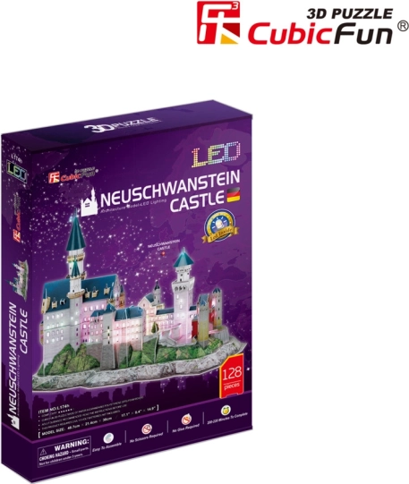 Svítící 3D puzzle zámek Neuschwanstein 128 dílků