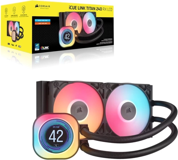 Corsair iCUE Link Titan 240 RX RGB AIO vodní chlazení procesoru 240 mm s LCD