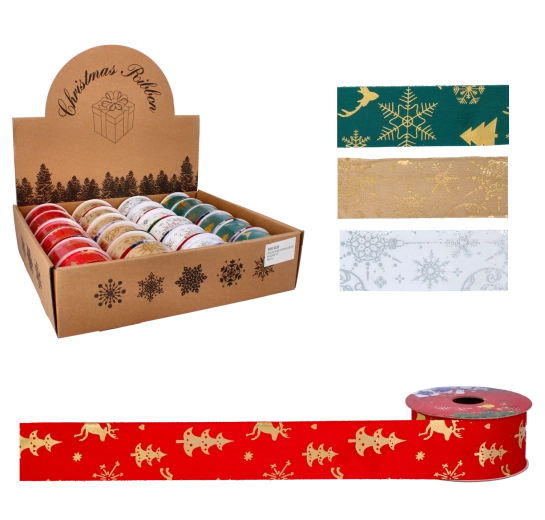 Vánoční dekorativní stuha 3,8 cm × 2,7 m – mix barev