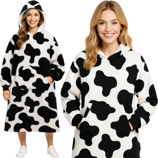 Ruhhy oversize mikinokoberec s kapucí XXL černobílý