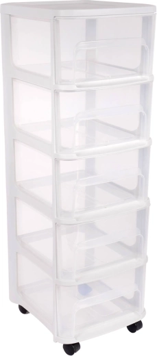 Modulární pojízdná skříňka se 5 zásuvkami bílá