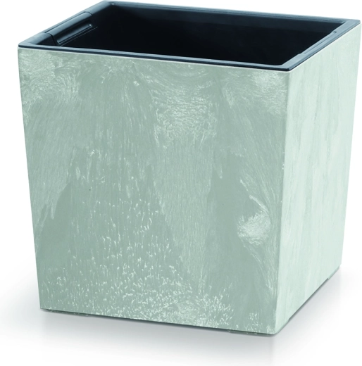 Květináč Urbi Square Low Beton Effect s vložkou 30 cm – betonová šedá