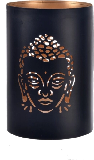 Svícen kov Buddha černo-zlatý