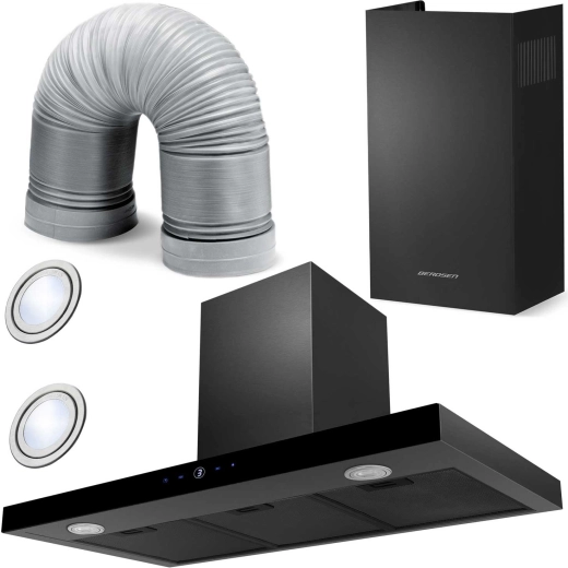 Komínový odsavač par 90 cm černý Berdsen BT-218