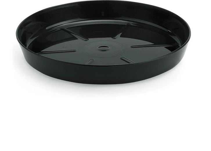 Černý podstavec pod květináč 17 cm LAMELA, lesklý polypropylen