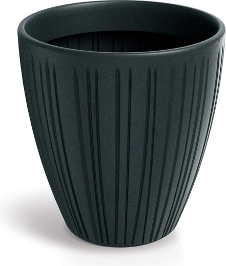Rýhovaný květináč Fero Round 40 cm tmavě šedý