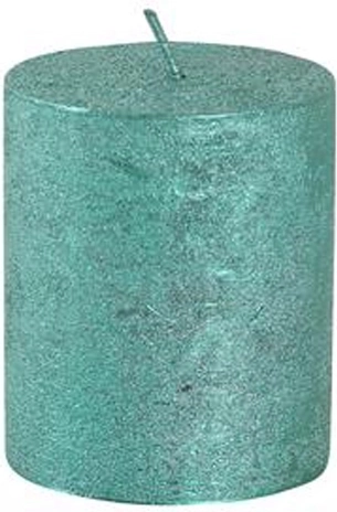 Rustikální svíčka válec 6 × 7 cm zelená Provence