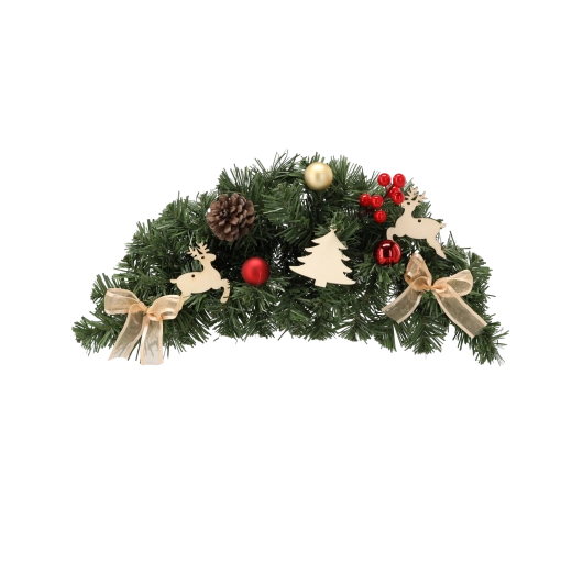 Závěsný vánoční věnec 46 cm v červeno‑zlaté barvě