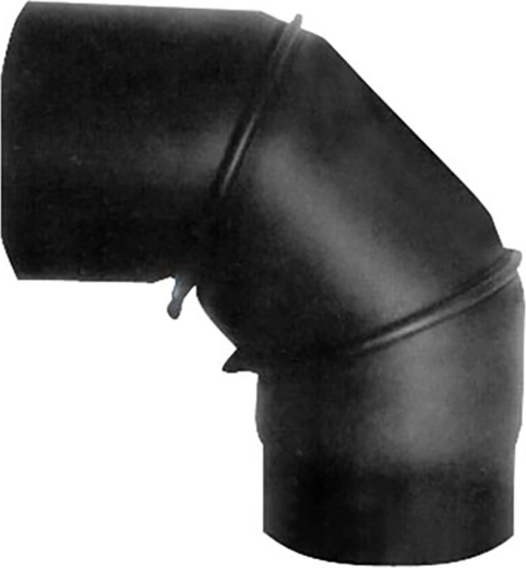 Kouřové koleno otočné 130 mm, 90°, ocel 1,5 mm, černé