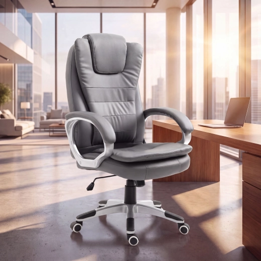Ergonomická kancelářská židle s vysokým opěradlem šedá