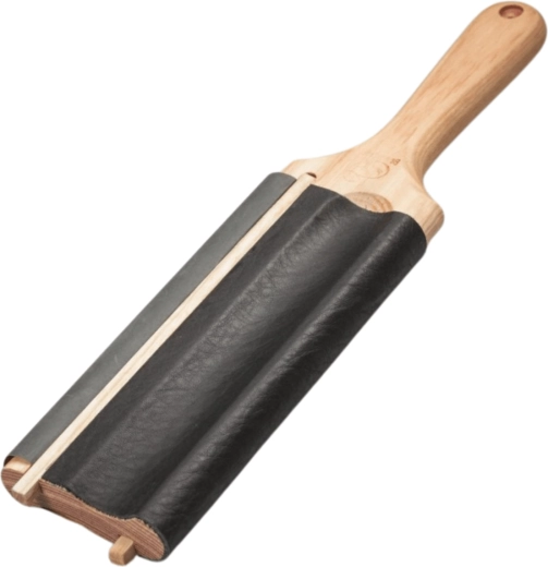 BeaverCraft oboustranný kožený paddle strop na lžičkářské nože s lešticí pastou P01