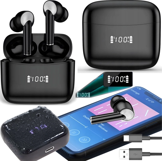 Bezdrátová sportovní sluchátka Bluetooth s powerbankou a mikrofonem