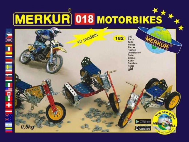 Merkur motorky – kovová stavebnice 174 dílů, až 10 modelů