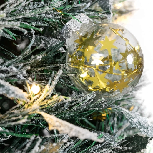 Skládací ozdobený vánoční stromek 180 cm s osvětlením a baňkami