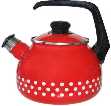 Smaltovaná konvice s puntíky 2 l, průměr 20 cm, červená