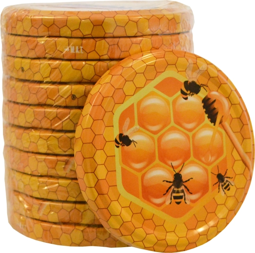 Zavařovací víčka TWIST 82 s dekorem med – 10 ks