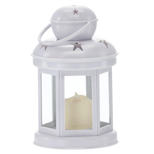 Dekorativní LED lampion se hvězdnými výřezy 10 × 10 × 19 cm