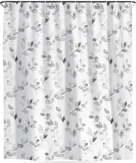 Závěs do sprchy s háčky, voděodolný, rostlinný motiv 180 × 180 cm
