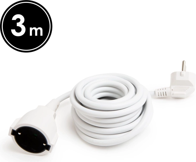 Bílý prodlužovací kabel s uzemněním 3 m
