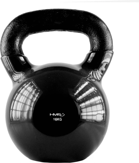 Kettlebell s vinylovým povrchem HMS 16 kg, černý