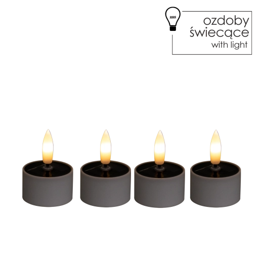 Solární LED čajové svíčky, sada 4 ks