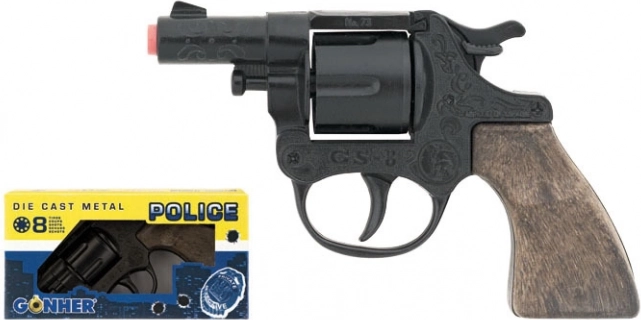 Kovový policejní revolver na kapslíky, černý, 8 ran