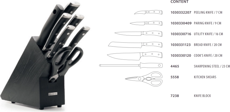 Wüsthof Classic Ikon sada nožů v bloku, 7dílná, černý jasan