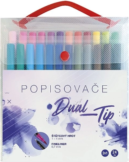Sada popisovačů Concorde Dual‑Tip, 24 barev v boxu