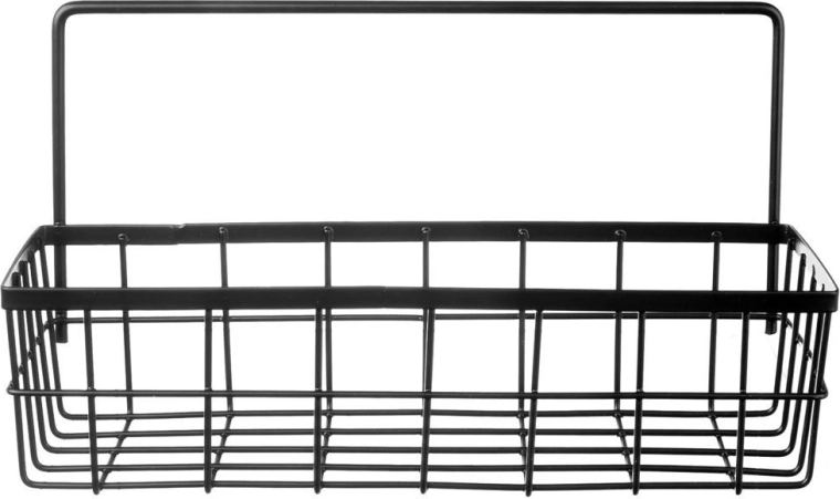 Závěsná kuchyňská police na reling, kovová černá RADKA 30 × 10,5 × 17 cm