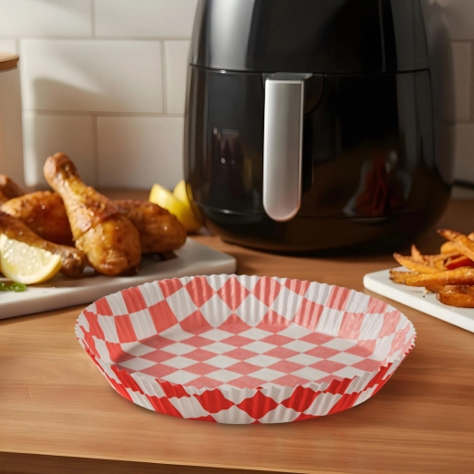 Papír na pečení do horkovzdušné fritézy, károvaný, kulatý, 20 cm, 50 kusů